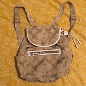 coach backpack authentic monogram leather trim